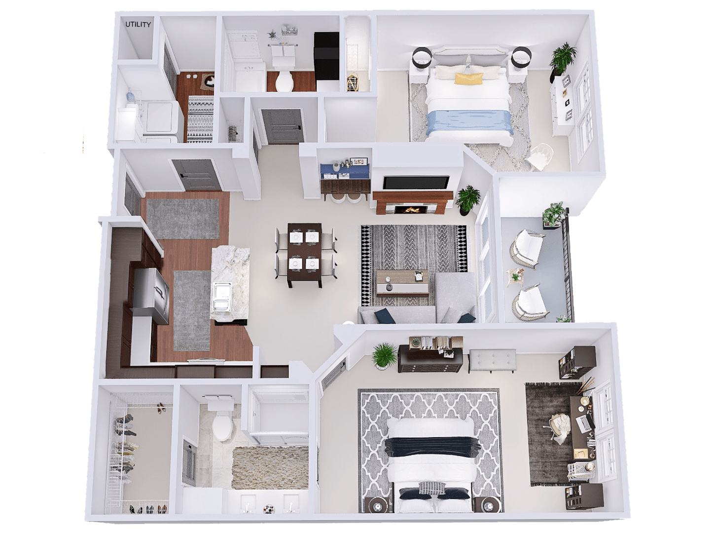 a floor plan of a house with bedrooms and a living room